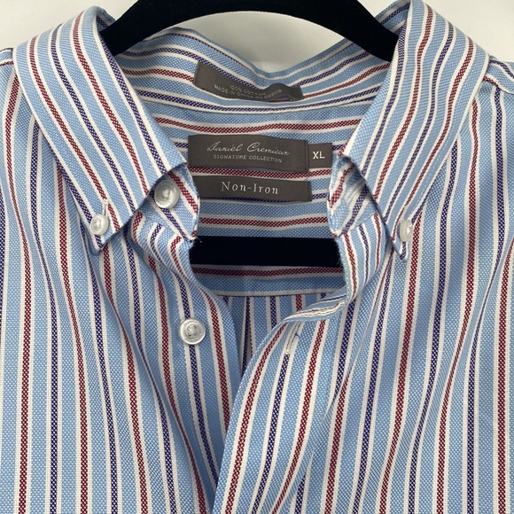 Daniel Cremieux Men’s Button Down Red Blue White Stripe Short Sleeve Shirt XL - Picture 11 of 13